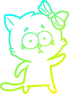 Bir insan tarafından çizilen çizgi film kedisinin soğuk gradyan çizgisi.