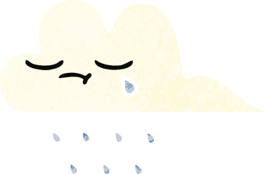 Bir insan tarafından çizilmiş yağmur bulutunun retro çizim tarzı karikatürü