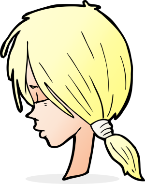 Bir insan tarafından çizilmiş düşünceli bir çizgi film kızı.