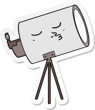 Bir insan tarafından çizilmiş karikatür teleskopu çıkartması.