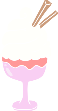 Bir insan tarafından çizilmiş düz renkli çizgi film dondurması.