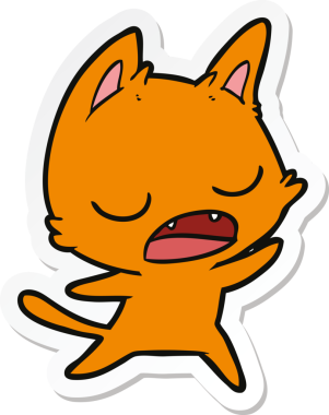 Bir insan tarafından çizilmiş konuşan kedi karikatürü.