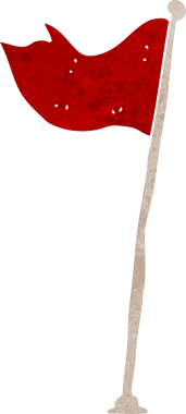 Bir insan tarafından çizilmiş bir direğin üzerine çizgi film bayrağı