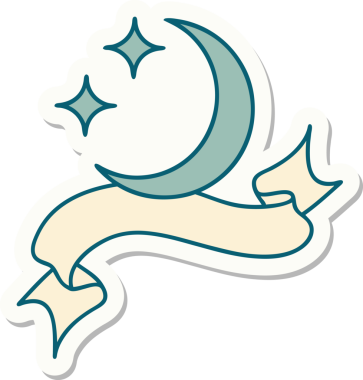 Bir ay bayrağı ve bir insan tarafından çizilmiş yıldızlı dövme stili.