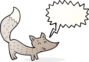 Bir insan tarafından çizilmiş konuşma balonu olan küçük bir kurt.