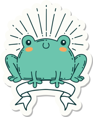 Bir insan tarafından çizilmiş mutlu kurbağa dövmesi stili.