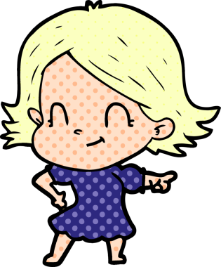 Bir insan tarafından çizilmiş karikatür dostu kız.