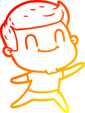 Bir insan tarafından çizilmiş, karikatür dostu bir adamın sıcak çizgi çizimi