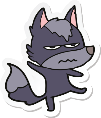 Bir insan tarafından çizilmiş kızgın bir kurdun çıkartması.