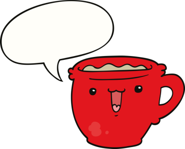 Bir insan tarafından çizilmiş tatlı bir çizgi film kahve fincanı.