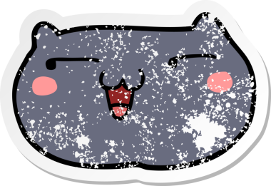 Bir insan tarafından çizilmiş karikatür kedi suratı.