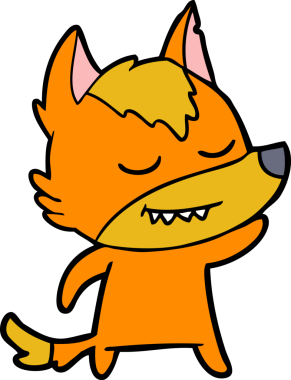 Bir insan tarafından çizilmiş tilki çizgi film karakteri