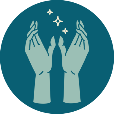 Bir insan tarafından çizilmiş mistik ellerin ikonik dövme şekli