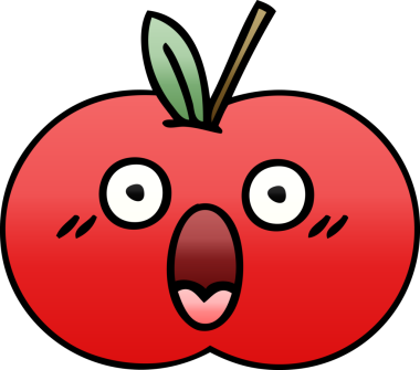 Bir insan tarafından çizilmiş kırmızı bir elmanın gölgeli çizgi filmi.