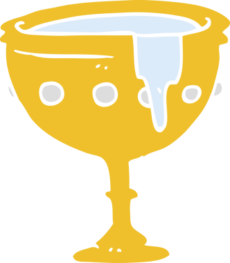 Bir insan tarafından çizilmiş ortaçağ bardağının düz renk çizimi