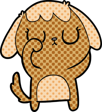 Bir insan tarafından çizilmiş şirin bir çizgi film köpeği.