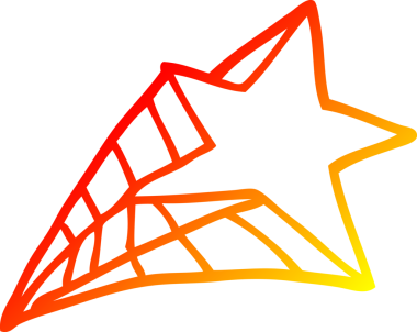 Bir insan tarafından çizilen çizgi film yıldızının sıcak gradyan çizimi