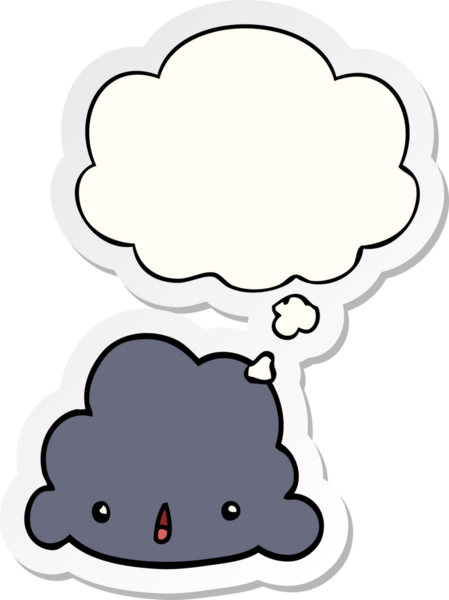 Düşünce baloncuklu karikatür bulutu insan tarafından çizilmiş bir çıkartma.