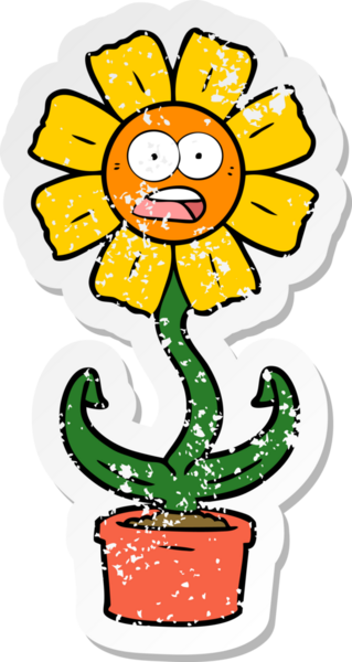 Bir insan tarafından çizilmiş karikatür desenli bir çiçek.