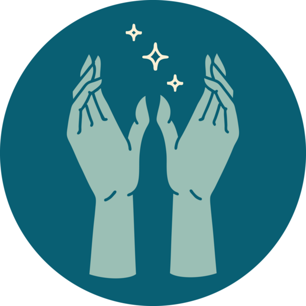 Bir insan tarafından çizilmiş mistik ellerin ikonik dövme şekli