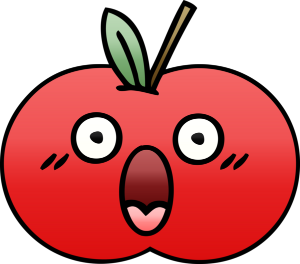 Bir insan tarafından çizilmiş kırmızı bir elmanın gölgeli çizgi filmi.