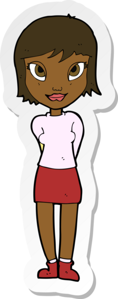 Bir insan tarafından çizilmiş güzel bir kızın çıkartması.