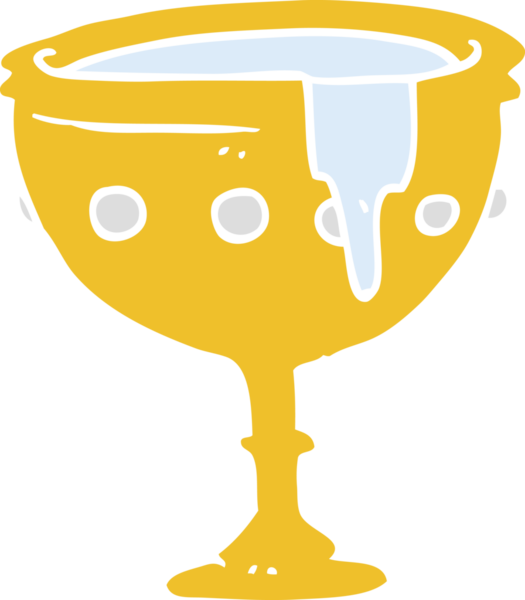 Bir insan tarafından çizilmiş ortaçağ bardağının düz renk çizimi