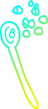 Bir insanın çizdiği kaşığa çizdiği mısır gevreğinin soğuk gradyan çizgisi