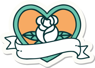 Bir insan tarafından çizilmiş, geleneksel kalp şeklinde dövme çıkartması.