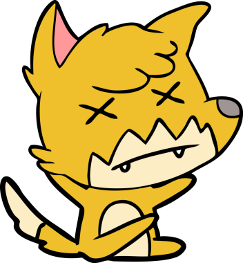 Bir insan tarafından çizilmiş şaşı tilki.