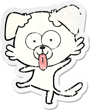 Bir insan tarafından çizilmiş komik bir çizgi film köpeğinin sıkıntılı çıkartması.