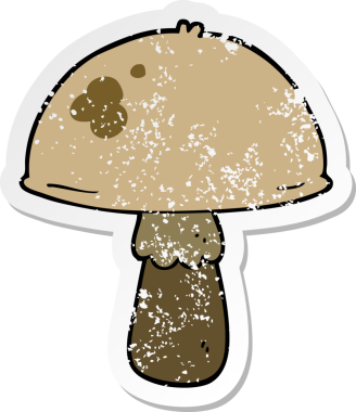 Bir insan tarafından çizilmiş karikatür mantarının sıkıntılı çıkartması