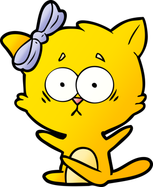 Bir insan tarafından çizilmiş çizgi film kedisi.