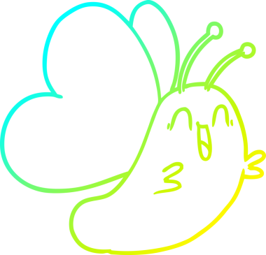 Bir insan tarafından çizilmiş komik bir kelebeğin soğuk gradyan çizgisi