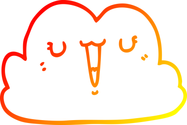 Bir insan tarafından çizilmiş sevimli bir karikatür bulutunun sıcak gradyan çizimi