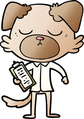 Bir insan tarafından çizilmiş ofis tişörtü giyen sevimli bir köpek.