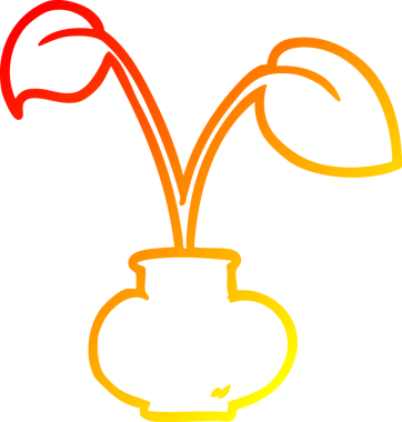 Bir insan tarafından çizilmiş bir ev bitkisinin sıcak gradyan çizgisi