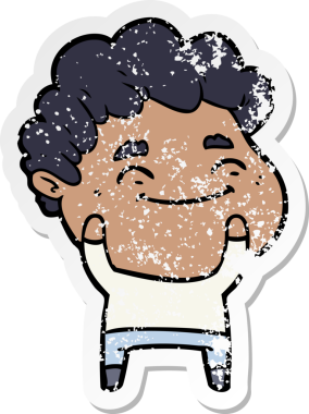 Bir insan tarafından çizilmiş, karikatür dostu bir adamın sıkıntılı çıkartması.