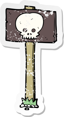 Bir insan tarafından çizilmiş ürkütücü bir çizgi filmin gerilimli çıkartması.