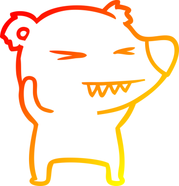 Bir insan tarafından çizilmiş kızgın bir kutup ayısının sıcak çizgi çizimi