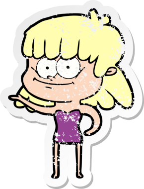 Bir insan tarafından çizilmiş gülümseyen bir karikatür çıkartması.