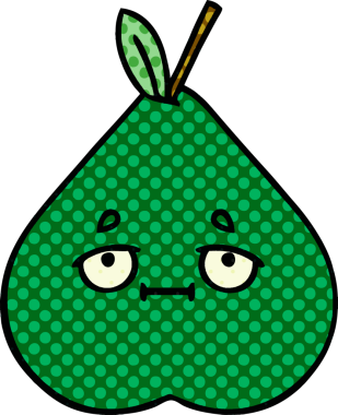 bir insan tarafından çizilmiş bir armut karikatürü.