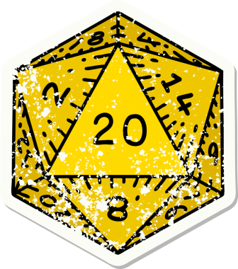 Bir insan tarafından çizilmiş geleneksel bir d20 zar stili yapıştırmalı dövme