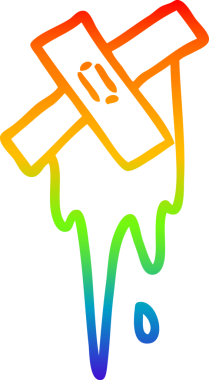 gökkuşağı gradyan çizgi çizimi bir insan tarafından çizilmiş ve yapıştırılmış alçı