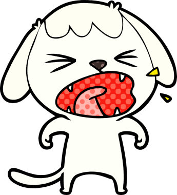 Bir insan tarafından çizilmiş şirin bir çizgi film köpeği.