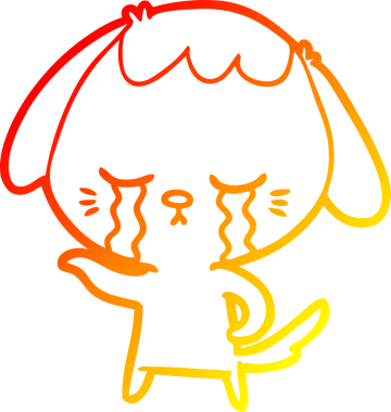 Bir insan tarafından çizilmiş, ağlayan bir köpeğin çizgi film çizimi.