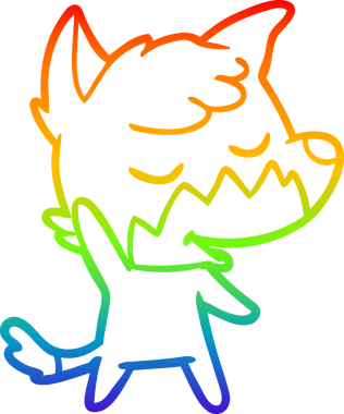 Bir insan tarafından çizilmiş dost bir tilkinin çizdiği gökkuşağı gradyan çizgisi.