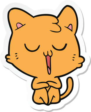 Bir insan tarafından çizilmiş çizgi film kedisinin çıkartması.