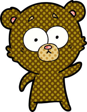 Bir insan tarafından çizilmiş endişeli ayı karikatürü.