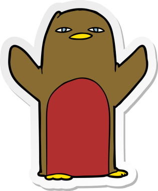 Robin 'in bir insan tarafından çizilmiş karikatür çıkartması.